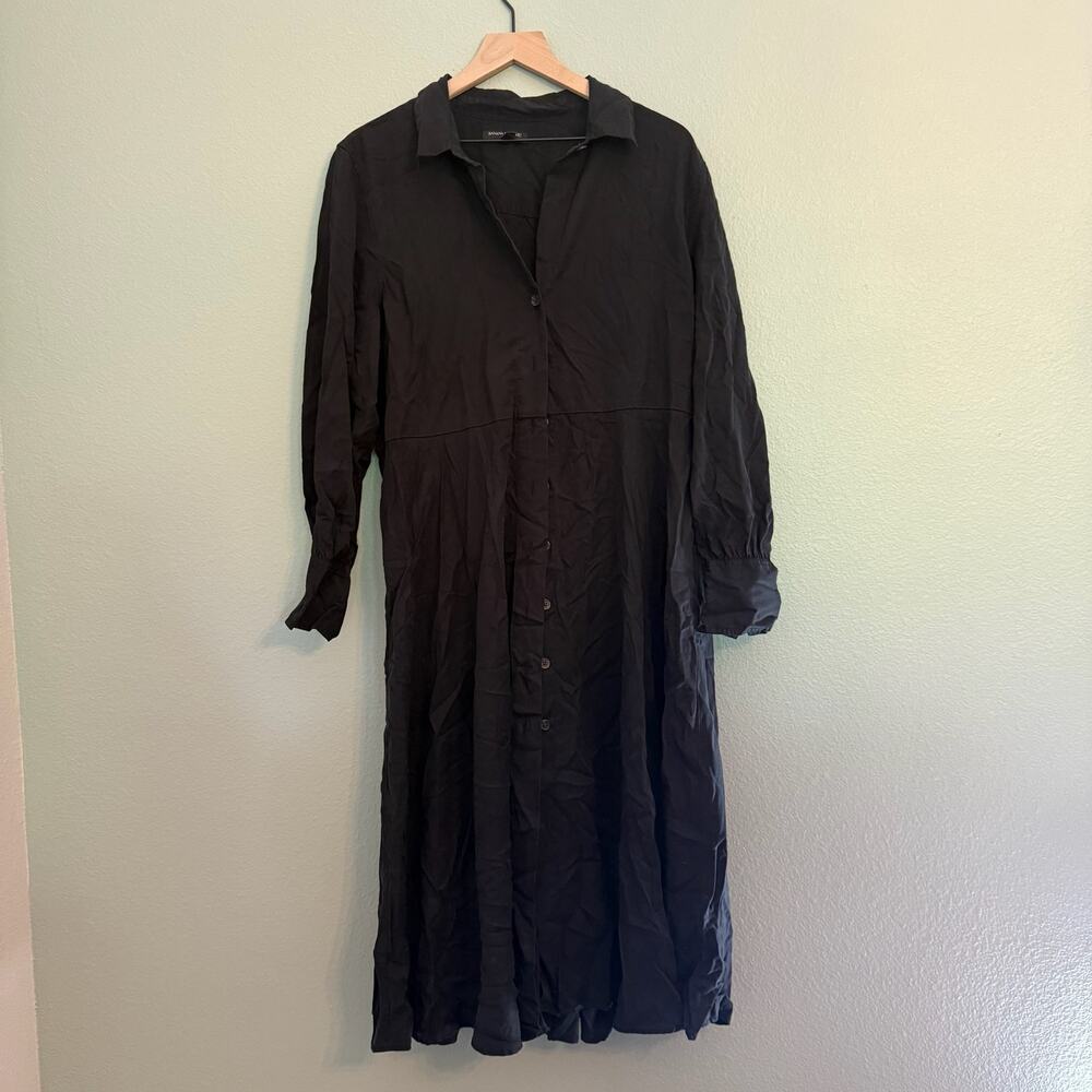 banana republic black collated button up midi dress size large